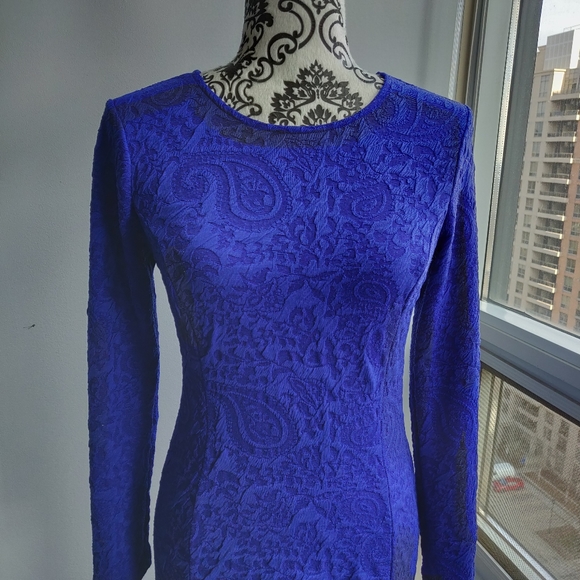 H&M Cobalt/Royal Blue Bodycon Long sleeve Dress - Picture 2 of 8